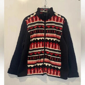 NWT LRL Ralph Lauren Active Aztec Fleece Knit Jacket Full Zip Womens 2X‎ (B)